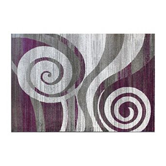 Masada Rugs Masada Rugs Stephanie Collection 5'x7' Area Rug with Modern Contemporary Design 1103 in Purple, Gray, White and Black
