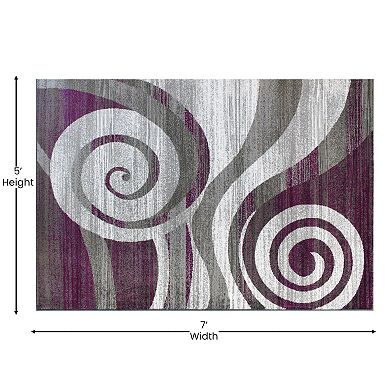 Masada Rugs Masada Rugs Stephanie Collection 5'x7' Area Rug with Modern Contemporary Design 1103 in Purple, Gray, White and Black