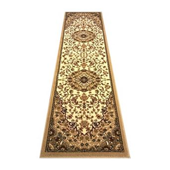 Masada Rugs Masada Rugs Bellagio Collection 2'x7' Traditional Area Rug Runner in Ivory - Design B401