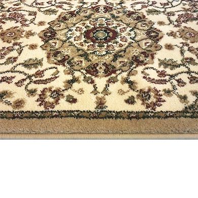 Masada Rugs Masada Rugs Bellagio Collection 2'x7' Traditional Area Rug Runner in Ivory - Design B401