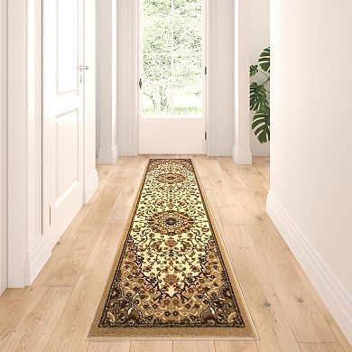 Masada Rugs Masada Rugs Bellagio Collection 2'x7' Traditional Area Rug Runner in Ivory - Design B401