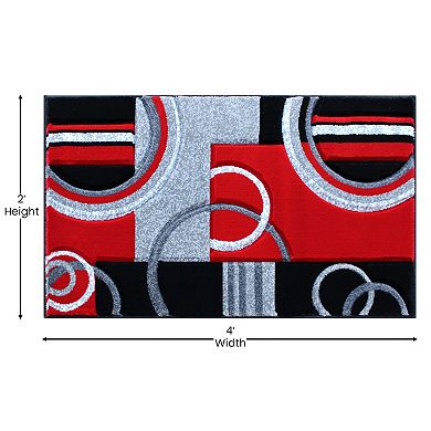 Masada Rugs Masada Rugs Sophia Collection 2'x3' Hand Sculpted Modern Contemporary Area Rug in Red, Gray, White and Black