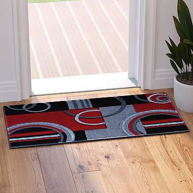 Masada Rugs Masada Rugs Sophia Collection 2'x3' Hand Sculpted Modern Contemporary Area Rug in Red, Gray, White and Black
