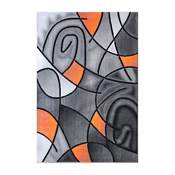 Masada Rugs Masada Rugs Trendz Collection 5'x7' Modern Contemporary Area Rug in Orange, Gray and Black