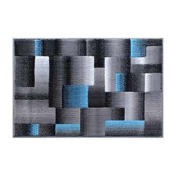 Masada Rugs Masada Rugs Trendz Collection 2'x3' Modern Contemporary Area Rug in Blue, Gray and Black-Design Trz861