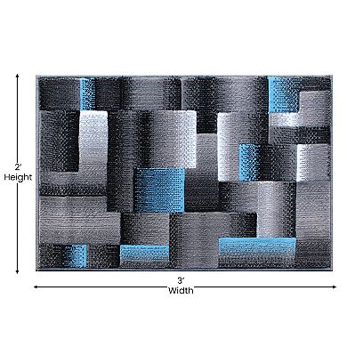 Masada Rugs Masada Rugs Trendz Collection 2'x3' Modern Contemporary Area Rug in Blue, Gray and Black-Design Trz861