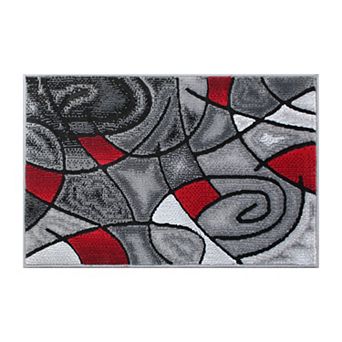 Masada Rugs Masada Rugs Trendz Collection 2'x3' Modern Contemporary Area Rug Mat in Red, Gray and Black