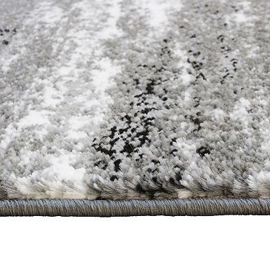 Masada Rugs Masada Rugs Stephanie Collection Modern Contemporary Design 2'x7' Area Rug Runner in Gray, Black and White - Design 1102