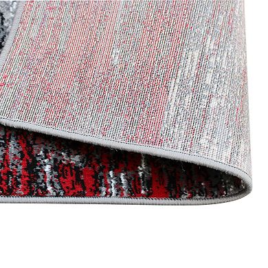Masada Rugs Masada Rugs Trendz Collection 2'x3' Modern Contemporary Area Rug Mat in Red, Gray and Black - Design Trz863