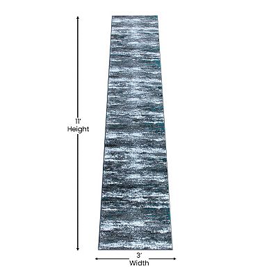 Masada Rugs Masada Rugs Stephanie Collection Modern Contemporary Design 2'x11' Area Rug Runner in Turquoise, Gray, Black and White - Design 1102