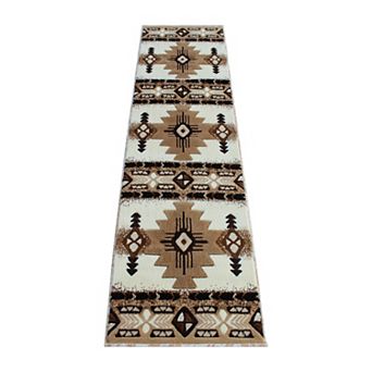 Masada Rugs Masada Rugs 2'x7' Southwest Native American Runner Rug - Design C318 Ivory