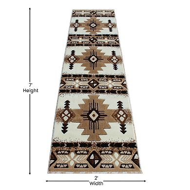 Masada Rugs Masada Rugs 2'x7' Southwest Native American Runner Rug - Design C318 Ivory