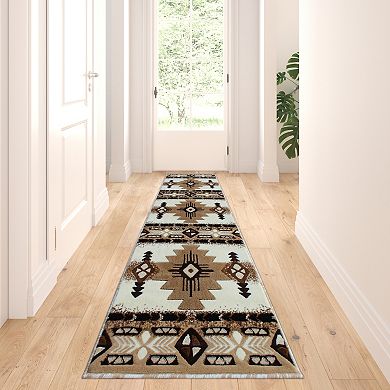 Masada Rugs Masada Rugs 2'x7' Southwest Native American Runner Rug - Design C318 Ivory