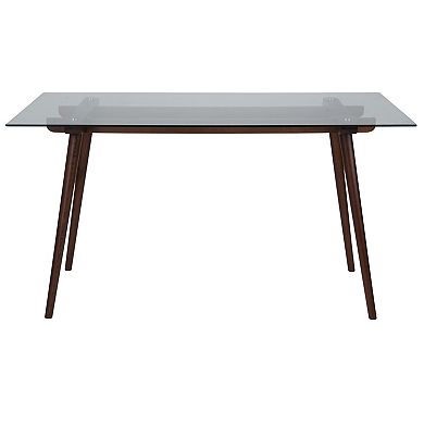 Merrick Lane Meriden 31.5" x 55" Rectangular Solid Espresso Wood Table with Clear Glass Top