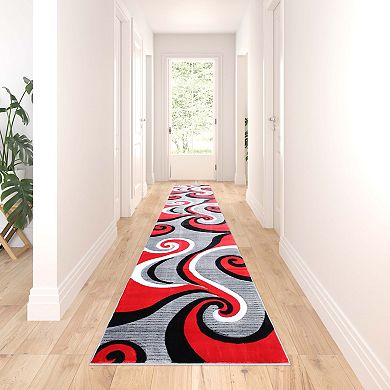Masada Rugs Masada Rugs Sophia Collection 3'x16' Modern Contemporary Hand Sculpted Area Rug in Red
