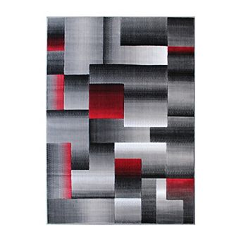 Masada Rugs Masada Rugs Trendz Collection 8'x10' Modern Contemporary Area Rug in Red, Gray and Black-Design Trz861