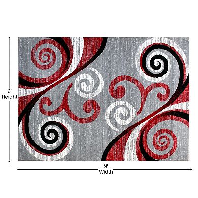 Masada Rugs Masada Rugs Stephanie Collection 6'x9' Area Rug with Modern Contemporary Design in Red, Gray, Black and White - Design 1100