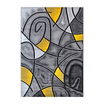Masada Rugs Masada Rugs Trendz Collection 5'x7' Modern Contemporary Area Rug in Yellow, Gray and Black