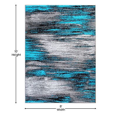 Masada Rugs Masada Rugs Trendz Collection 8'x10' Modern Contemporary Area Rug in Turquoise, Gray and Black - Design Trz863