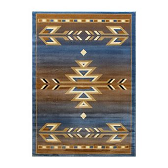 Masada Rugs Masada Rugs Southwest 8'x10' Native American Area Rug in Blue