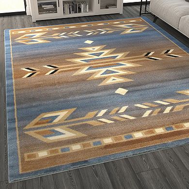 Masada Rugs Masada Rugs Southwest 8'x10' Native American Area Rug in Blue