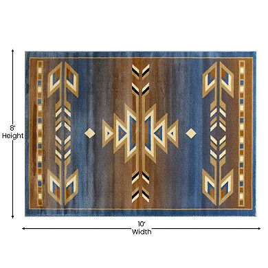 Masada Rugs Masada Rugs Southwest 8'x10' Native American Area Rug in Blue