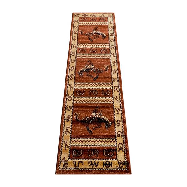 Masada Rugs Masada Rugs 2'x7' Western Cowboy Themed Area Rug Design L370