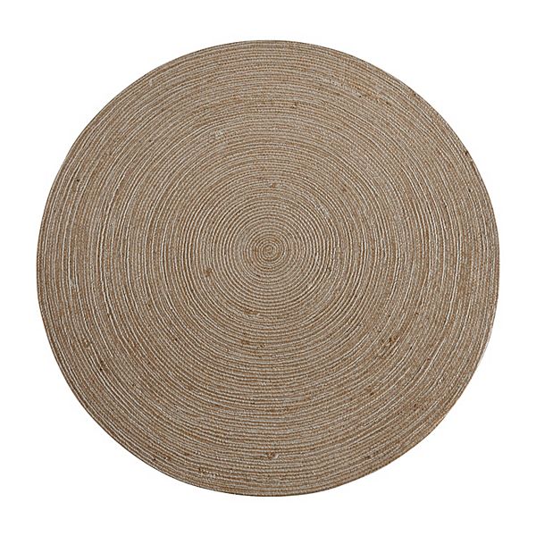 Merrick Lane 4 Foot Round Jute and Polyester Blend Indoor Braided ...