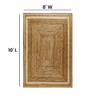 Merrick Lane 8' x 10' Rectangular Natural Fiber Braided Indoor Jute Area Rug