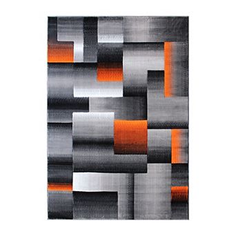 Masada Rugs Masada Rugs Trendz Collection 8'x10' Modern Contemporary Area Rug in Orange, Gray and Black-Design Trz861