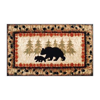 Masada Rugs Masada Rugs 2'x3' Cabin/Lodge Theme Area Rug with Bear and Cub Scene