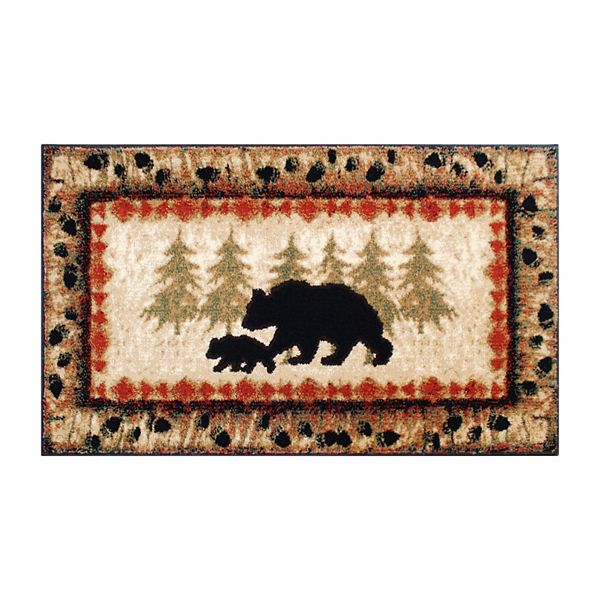 Masada Rugs Masada Rugs 2'x3' Cabin/Lodge Theme Area Rug with Bear and ...