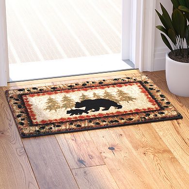 Masada Rugs Masada Rugs 2'x3' Cabin/Lodge Theme Area Rug with Bear and Cub Scene