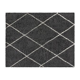 Merrick Lane Shag Style Diamond Trellis Area Rug - 8' x 10' - Charcoal/Ivory Polyester (PET)
