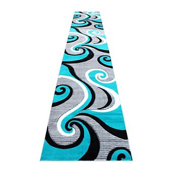 Masada Rugs Masada Rugs Sophia Collection 3'x16' Modern Contemporary Hand Sculpted Area Rug in Turquoise