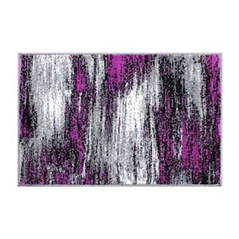 Masada Rugs Masada Rugs Trendz Collection 2'x3' Modern Contemporary Area Rug Mat in Purple, Gray and Black - Design Trz863