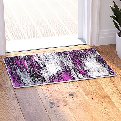 Masada Rugs Masada Rugs Trendz Collection 2'x3' Modern Contemporary Area Rug Mat in Purple, Gray and Black - Design Trz863