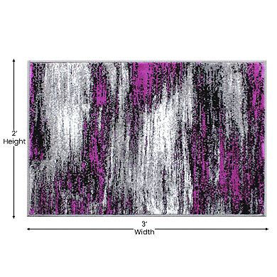Masada Rugs Masada Rugs Trendz Collection 2'x3' Modern Contemporary Area Rug Mat in Purple, Gray and Black - Design Trz863