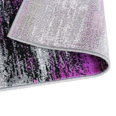 Masada Rugs Masada Rugs Trendz Collection 2'x3' Modern Contemporary Area Rug Mat in Purple, Gray and Black - Design Trz863