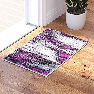 Masada Rugs Masada Rugs Trendz Collection 2'x3' Modern Contemporary Area Rug Mat in Purple, Gray and Black - Design Trz863
