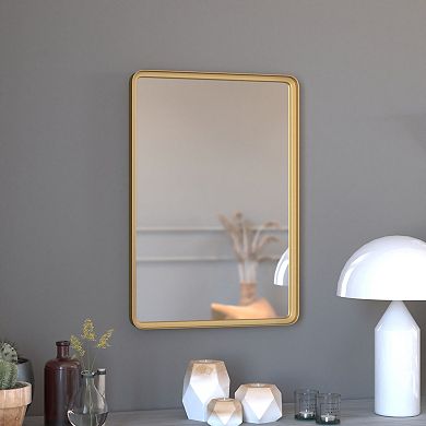 Merrick Lane Halstead Decorative Wall Mirror with Rounded Corners for Bathroom, Living Room, Entryway, Hangs Horizontal Or Vertical