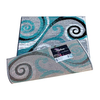 Masada Rugs Masada Rugs Stephanie Collection 2'x3' Area Rug Mat with Modern Contemporary Design in Turquoise, Gray, Black and White - Design 1100