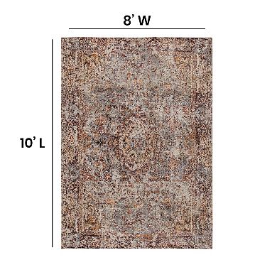 Merrick Lane 8' x 10' Distressed Old English Style Artisan Traditional Rug in Red