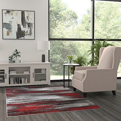 Masada Rugs Masada Rugs Trendz Collection 5'x7' Modern Contemporary Area Rug in Red, Gray and Black - Design Trz863