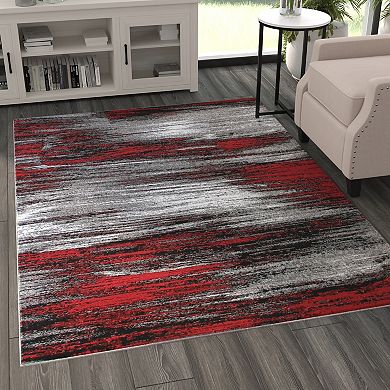 Masada Rugs Masada Rugs Trendz Collection 5'x7' Modern Contemporary Area Rug in Red, Gray and Black - Design Trz863