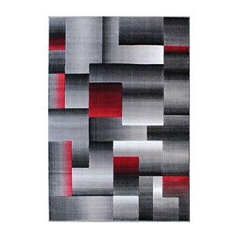 Masada Rugs Masada Rugs Trendz Collection 5'x7' Modern Contemporary Area Rug in Red, Gray and Black-Design Trz861