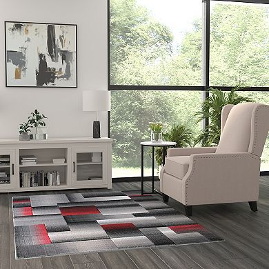 Masada Rugs Masada Rugs Trendz Collection 5'x7' Modern Contemporary Area Rug in Red, Gray and Black-Design Trz861