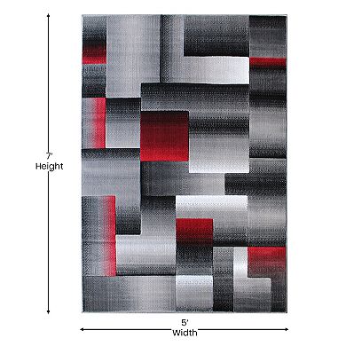 Masada Rugs Masada Rugs Trendz Collection 5'x7' Modern Contemporary Area Rug in Red, Gray and Black-Design Trz861