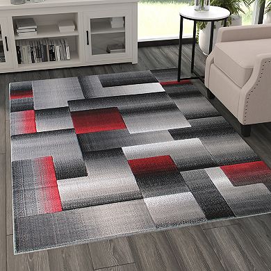 Masada Rugs Masada Rugs Trendz Collection 5'x7' Modern Contemporary Area Rug in Red, Gray and Black-Design Trz861