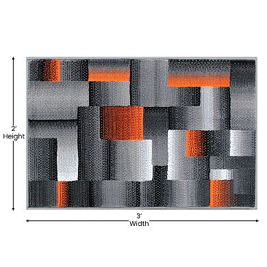 Masada Rugs Masada Rugs Trendz Collection 2'x3' Modern Contemporary Area Rug in Orange, Gray and Black-Design Trz861